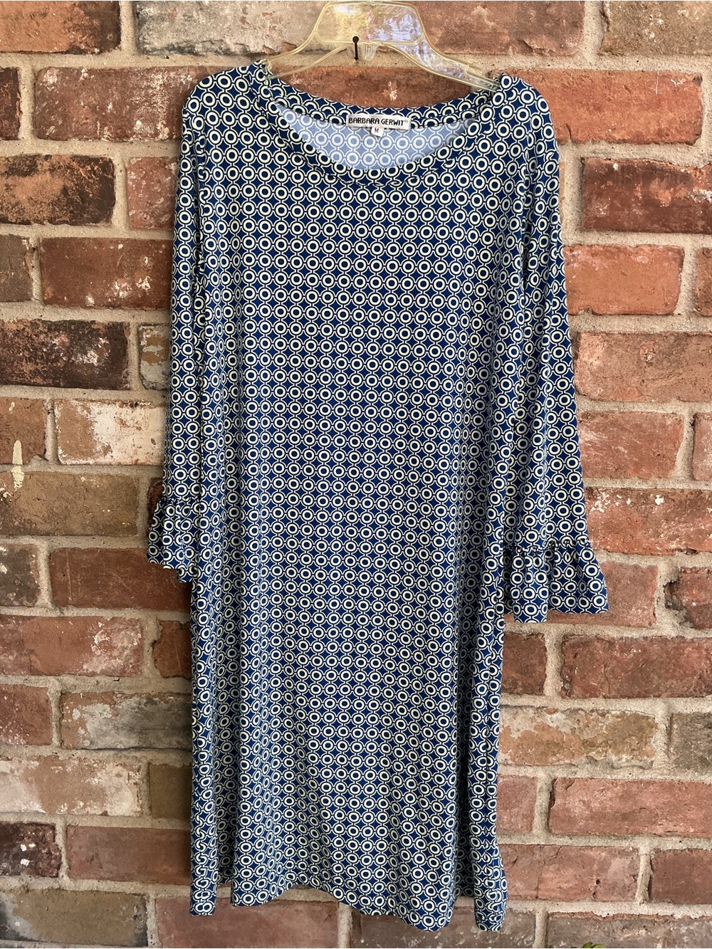 Barbra Gerwit  Geometric Shift Dress with Ruffle Sleeves  medium